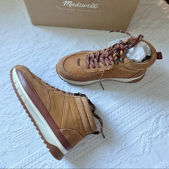 NEW Madewell High Top Kickoff Trainer Sneaker Suede Weathered Walnut Multi 6.5 7 - Picture 13 of 16